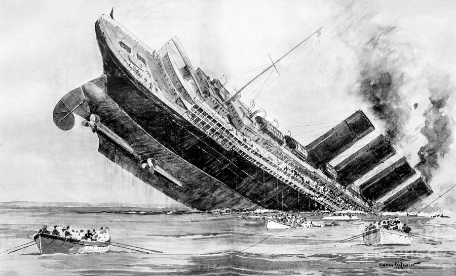Wwi, Sinking Of The Rms Lusitania Photograph by Science Source