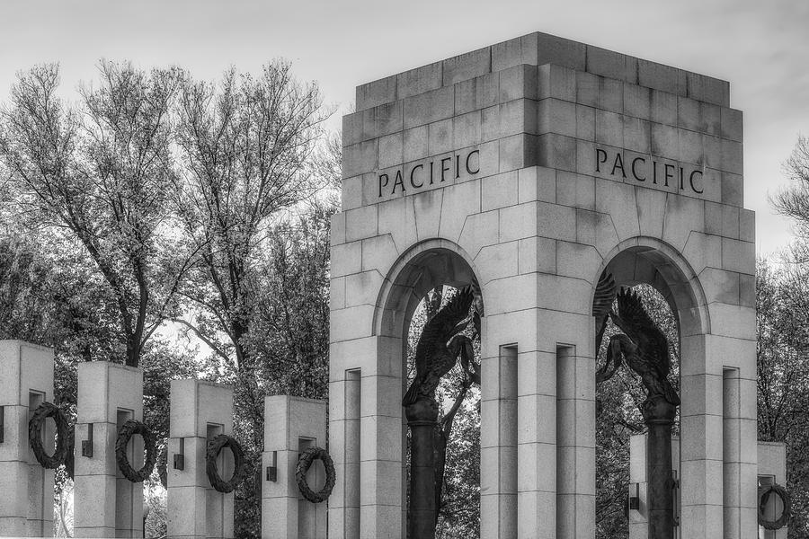 WWII Paciific Memorial BW Photograph by Susan Candelario