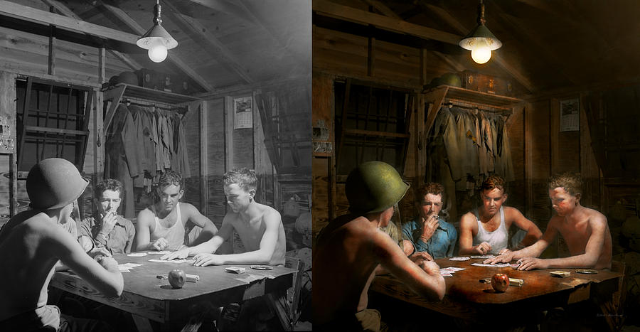 WWII - The card game 1943 - Side by Side Photograph by Mike Savad