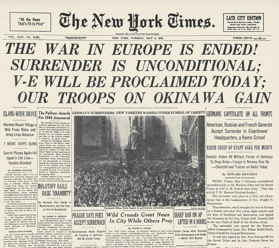 Wwii: V-e Day Frontpage Photograph by Granger