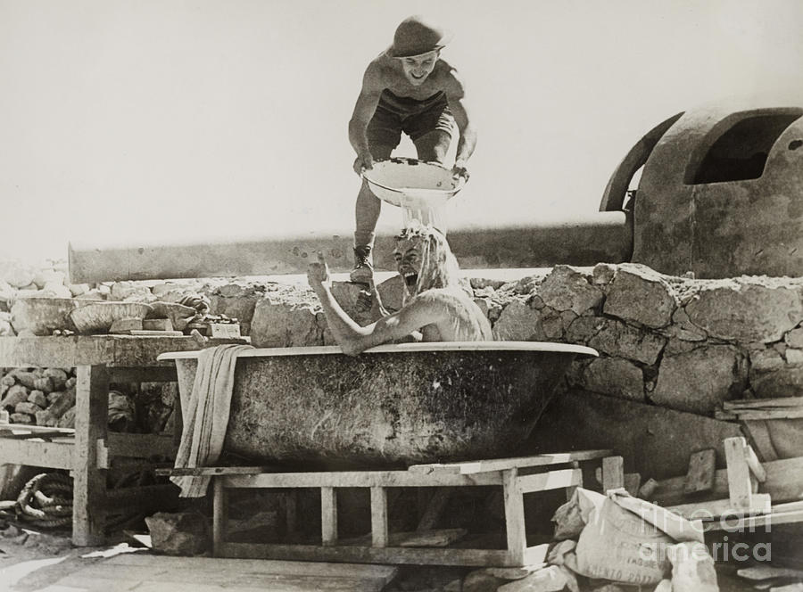 Military Photograph - Wwii, Washing Off The War, 1940s by Science Source