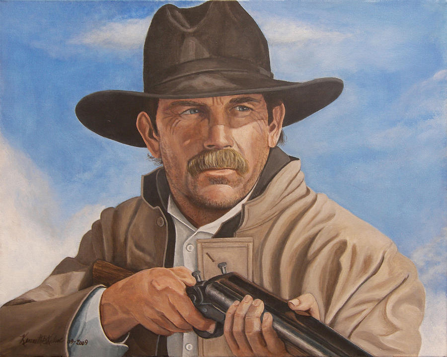 Kevin Costner Painting - Wyatt Earp - Kevin Costner by Kenneth Kelsoe