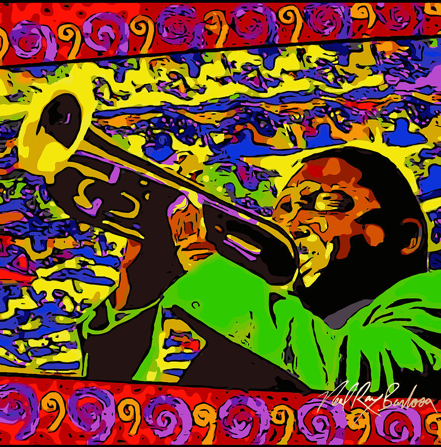Wynton Marsalis plays Louis Armstrong rework Painting by Neal Barbosa