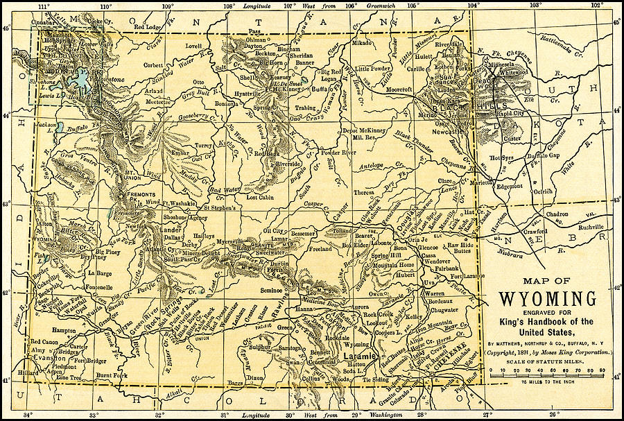 Wyoming Antique Map 1891 Photograph by Phil Cardamone
