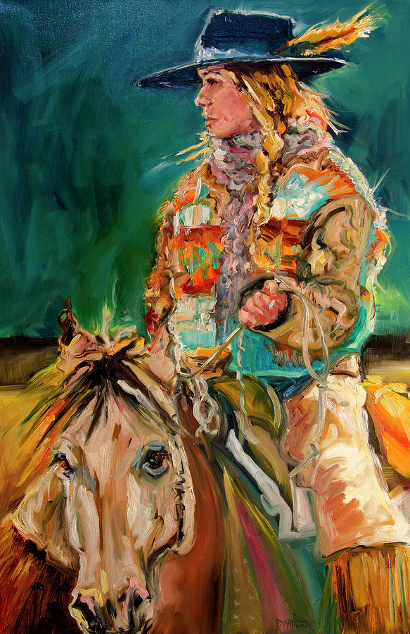 Wyoming Cowgirl Painting by Diane Whitehead