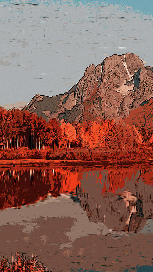 Wyoming Grand Teton National Park in Autumn Painting by AM FineArtPrints