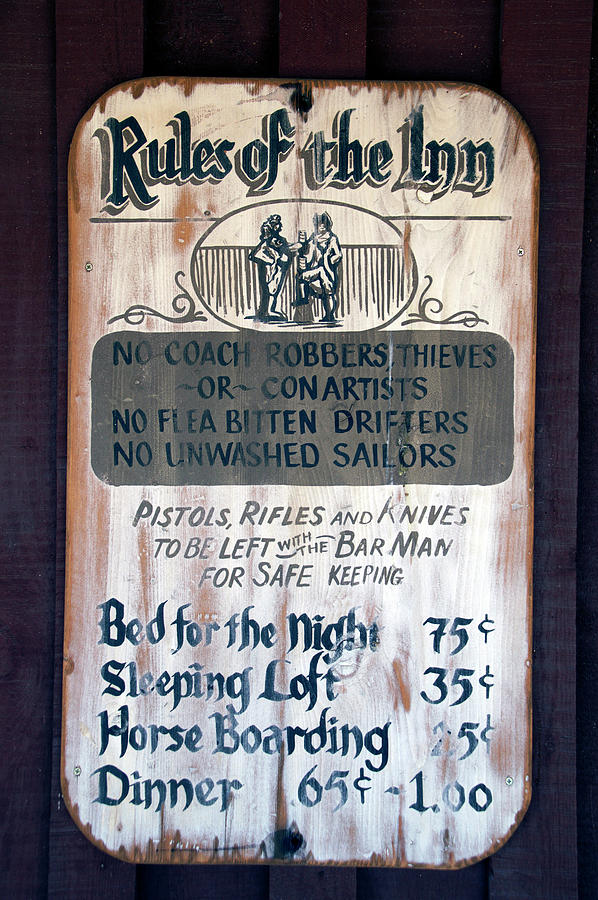 Wyoming Rules Of The Inn Signage Photograph by Thomas Woolworth