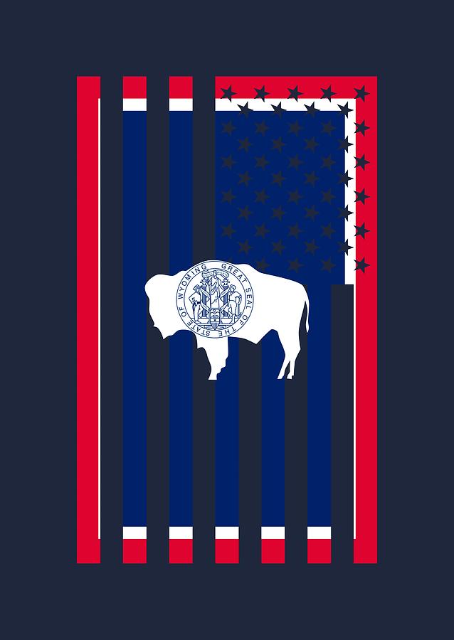 Wyoming State Flag Graphic USA Styling Digital Art by Garaga Designs