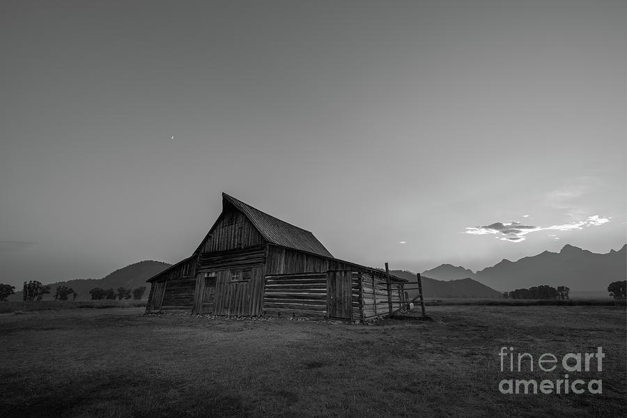 Wyoming Sunset at Mormon Row BW Photograph by Michael Ver Sprill