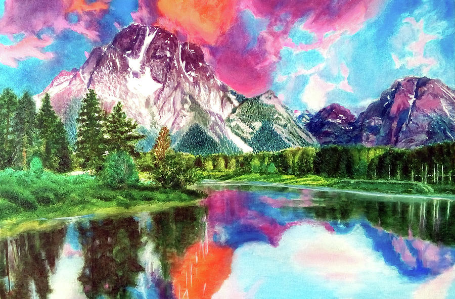 Mountain Painting - Wyoming by Terra Art