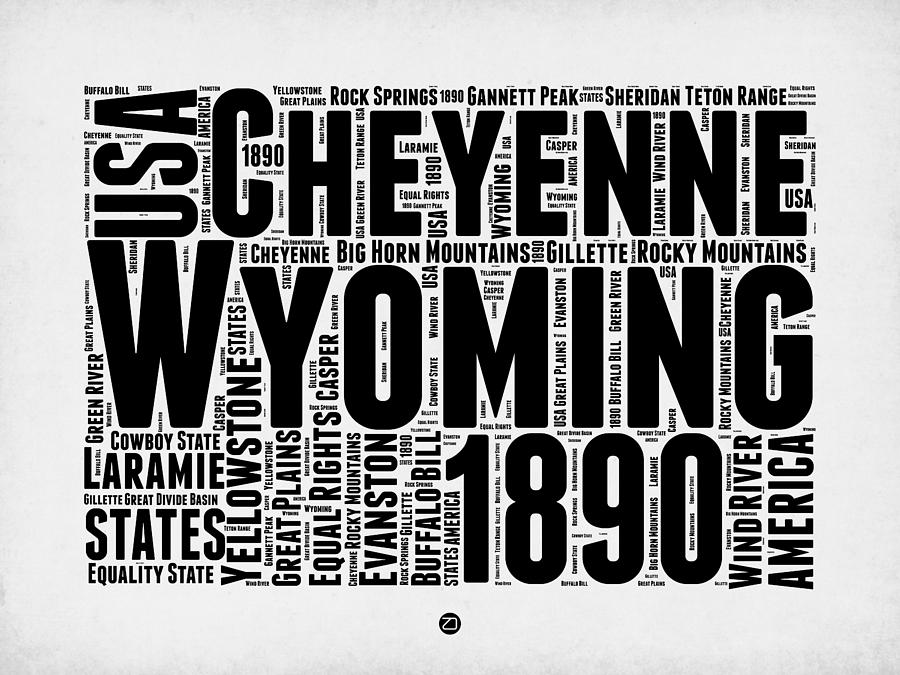 Independence Day Digital Art - Wyoming Word Cloud Map 2 by Naxart Studio