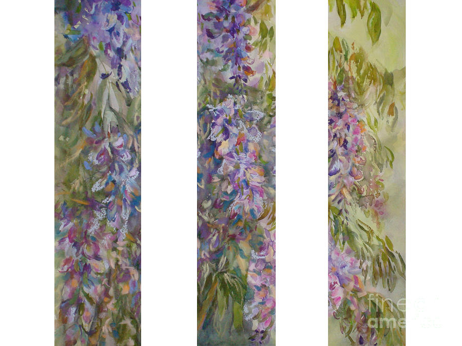 Wysteria Three Panel Painting by B Rossitto