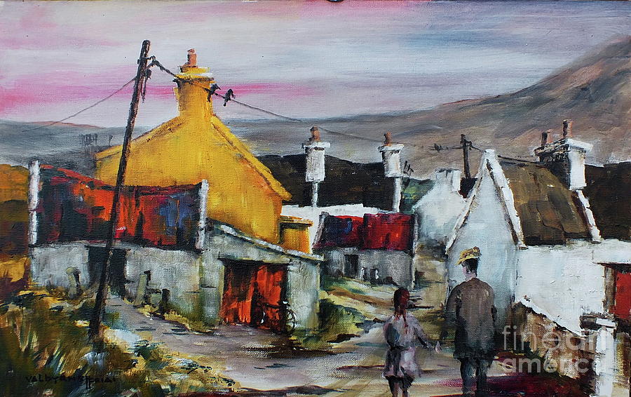 304 Evening Stroll, Dugort Painting by Val Byrne