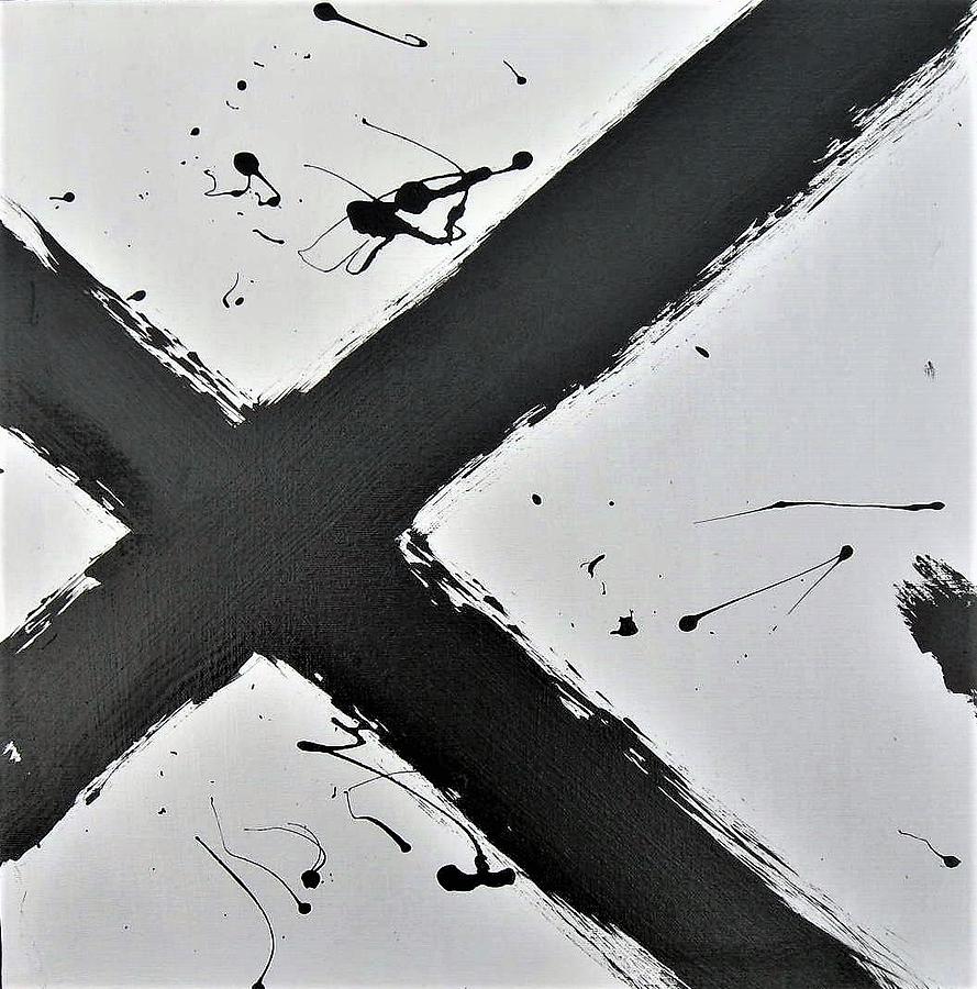 Black And White Painting - X abstract by Brooke Baxter Howie