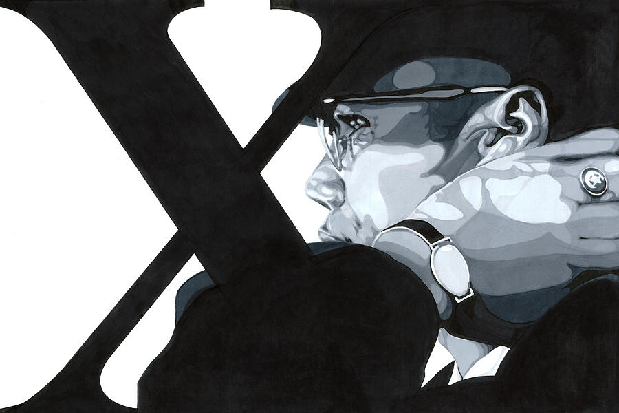 Grey Scale Drawing - X by Lamark Crosby Grey Scale Drawing - X by Lamark Crosby