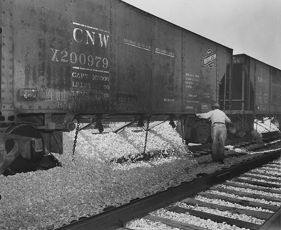 Chicago and North Western Car X200979 With Ballast Photograph by Chicago and North Western Historical Society