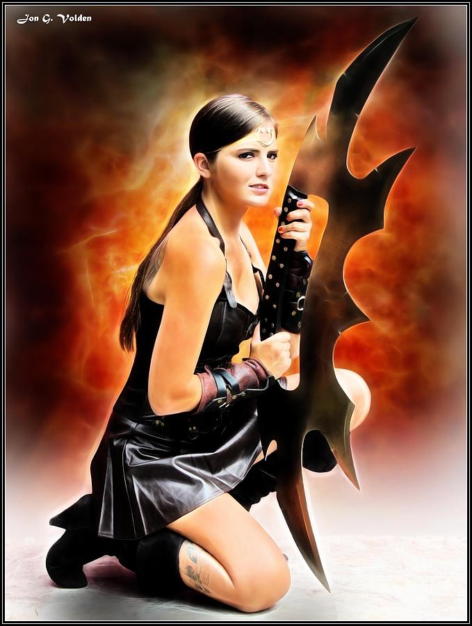 Xena And The Batliff Painting by Jon Volden