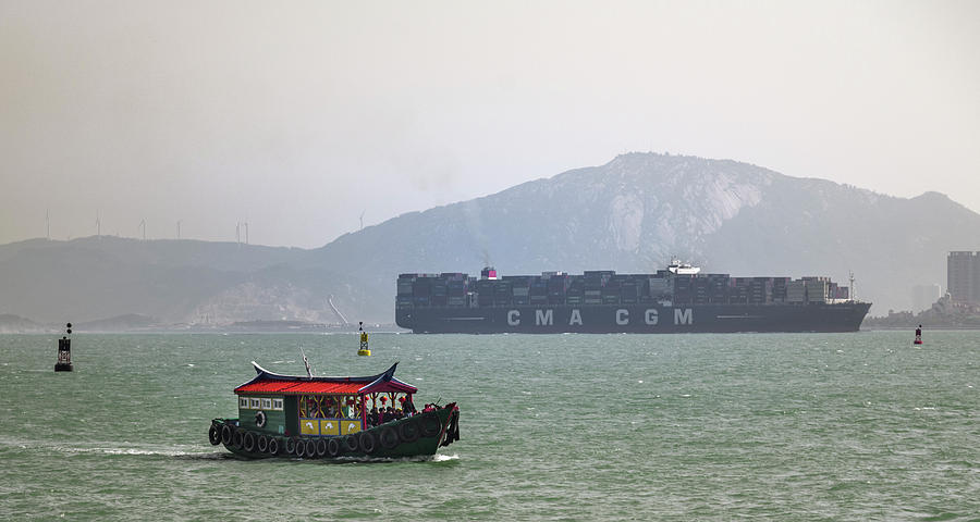 Xiamen Harbor Tourist Cargo Ships Xiamen China Photograph by Adam Rainoff
