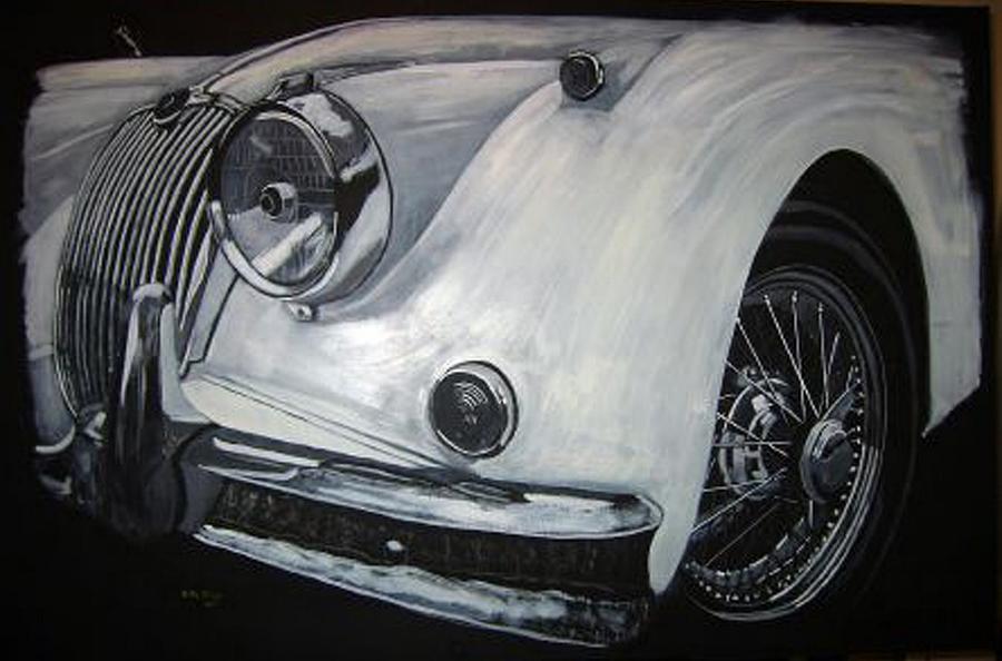 Car Painting - XK150 Jaguar by Richard Le Page
