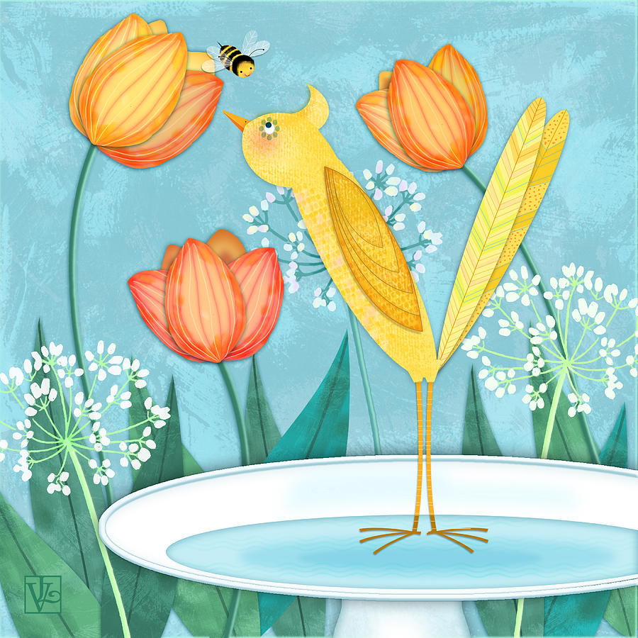 Tulip Digital Art - Y is for Yellow Bird by Valerie Drake Lesiak