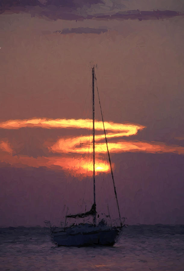 Yacht at Sunset 2 Digital Art by Roy Pedersen