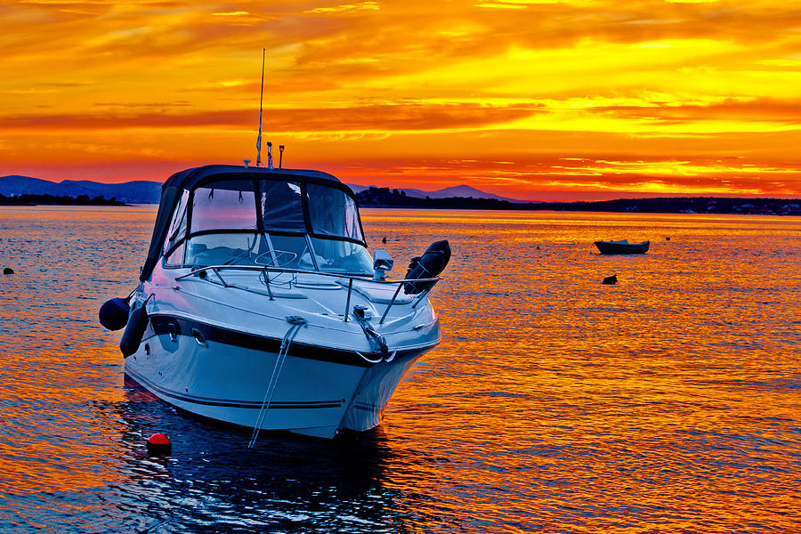 Yacht boat on golden sunset Photograph by Brch Photography
