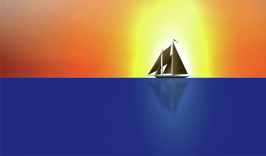 Yacht in sunlight Digital Art by Michael Goyberg