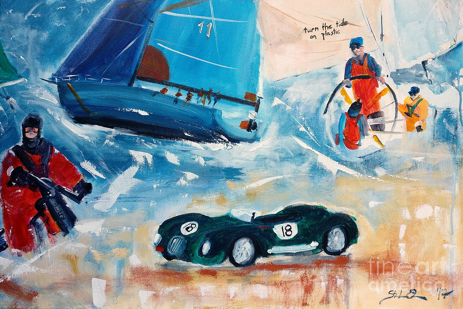 Yacht Racing Painting by Lidija Ivanek - SiLa