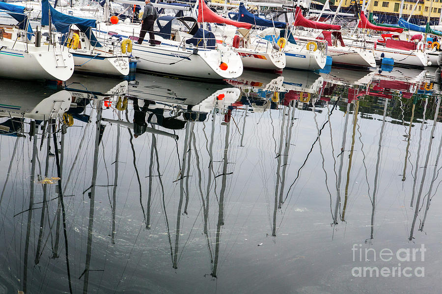 Yacht reflections in Kristiansund, Norway Photograph by Sheila Smart Fine Art Photography