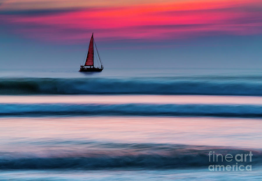 Sunset Photograph - Yacht Sailing at Sunset by Maggie Mccall