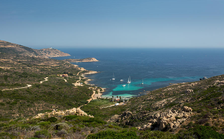 Yachts moored at Gulf of Revellata near Calvi in Corsica Photograph by ...