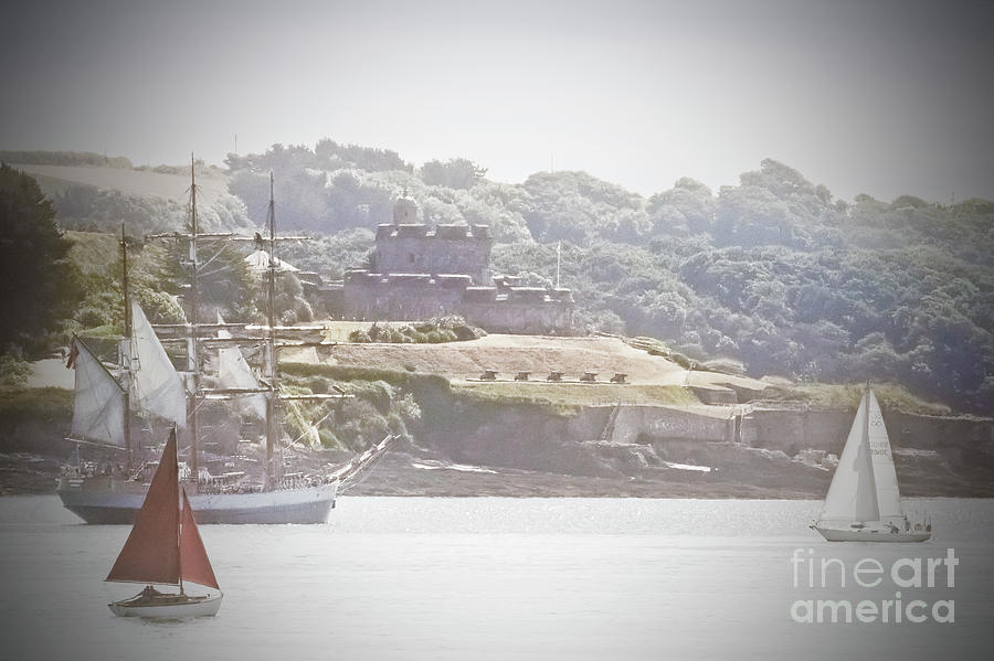 Yachts Passing St Mawes Castle Cornwall Photograph by Terri Waters