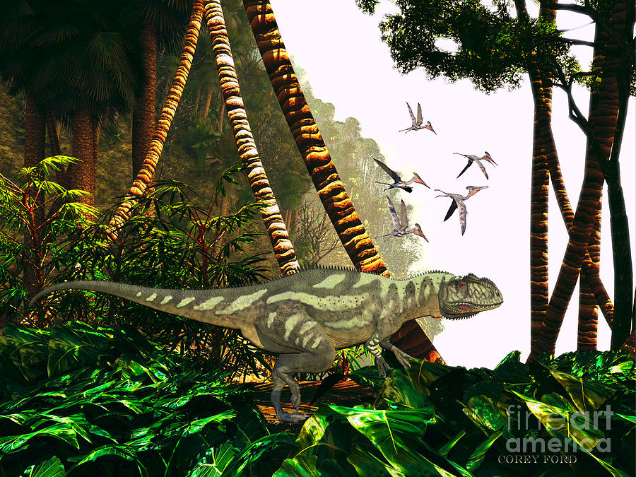 Yangchuanosaurus in Jungle Painting by Corey Ford