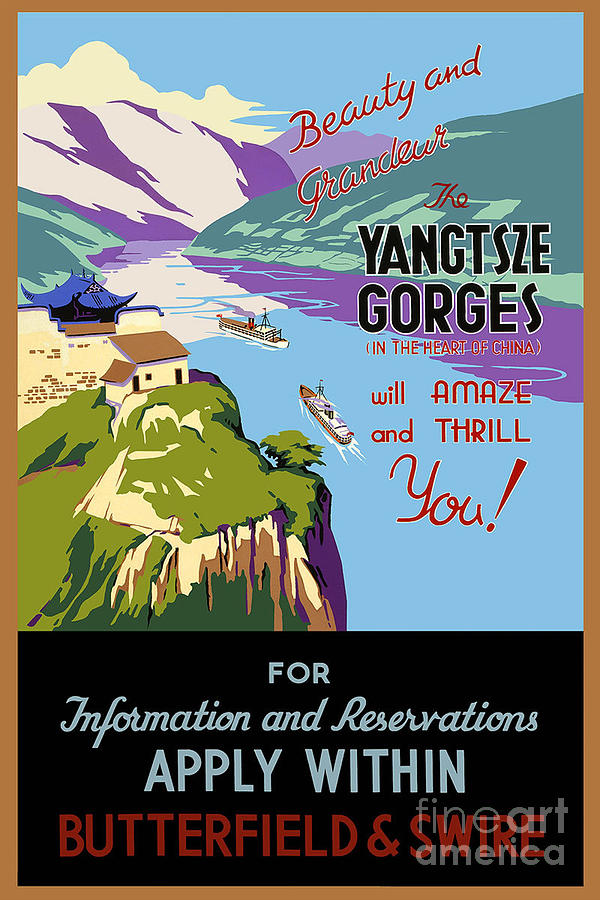 Yangtsze Gorges will amaze and thrill you vintage travel poster Painting by Vintage Collectables
