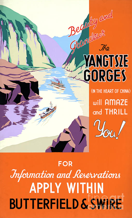 Vintage Painting - Yangtsze Yangtze Gorges China Vintage Travel Poster by Vintage Treasure