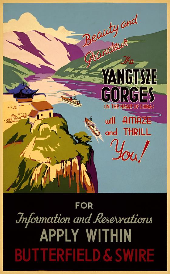 Yangtze gorges, travel poster, 1930 Painting by Vincent Monozlay