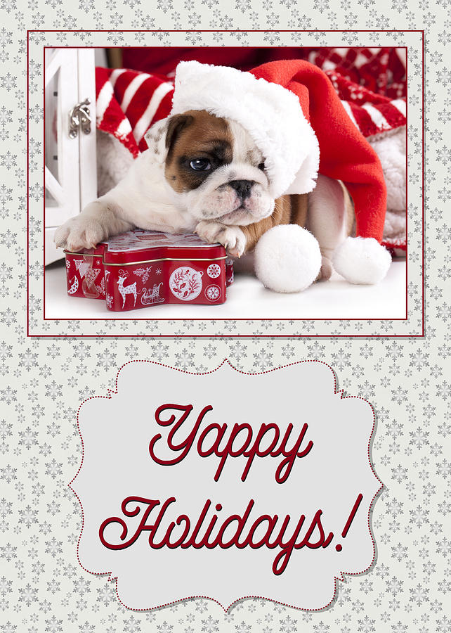 Christmas Digital Art - Yappy Holiday Bulldog by JH Designs