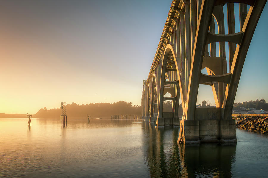 Yaquina Bay Bridge - Golden Light 0634 Photograph by Kristina Rinell