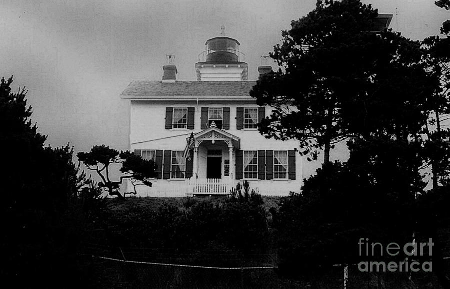 Yaquina Bay Light in Black and White Photograph by Charles Robinson