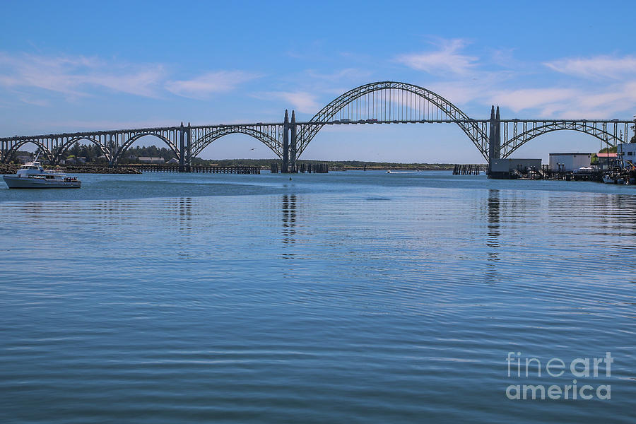Yaquina Bridge From Harbor Photograph by Suzanne Luft
