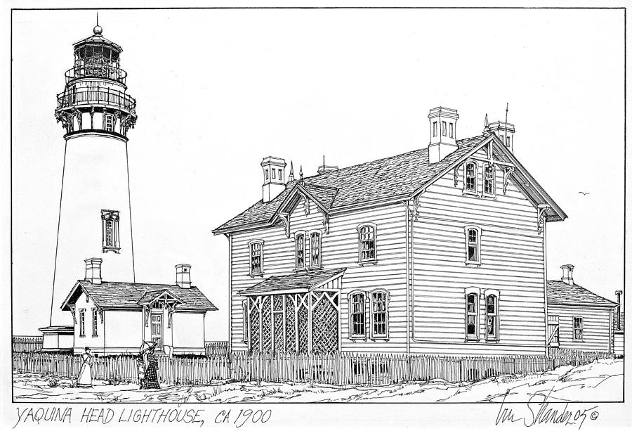 Yaquina Head Light 1900 Drawing by Ira Shander