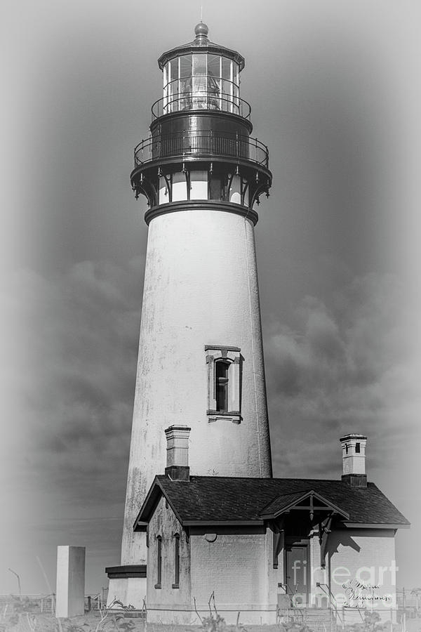 Yaquina Head Lighthouse BW Photograph by David Millenheft