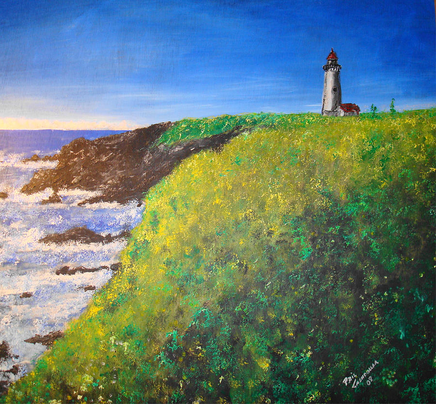Lighthouse Painting - Yaquina Head Light by Phil Cashdollar