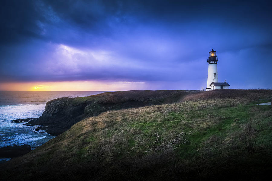 Lighthouse Photograph - Yaquina Head Lighthouse by BJ Stockton