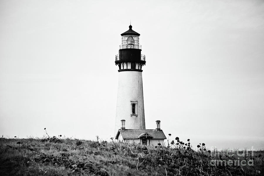 Yaquina Head Lighthouse - BW POV 1 Photograph by Scott Pellegrin