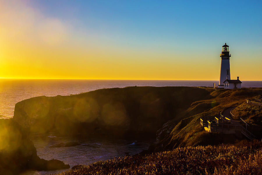 Yaquina Head Lighthouse Landscape Photograph by Garry Gay
