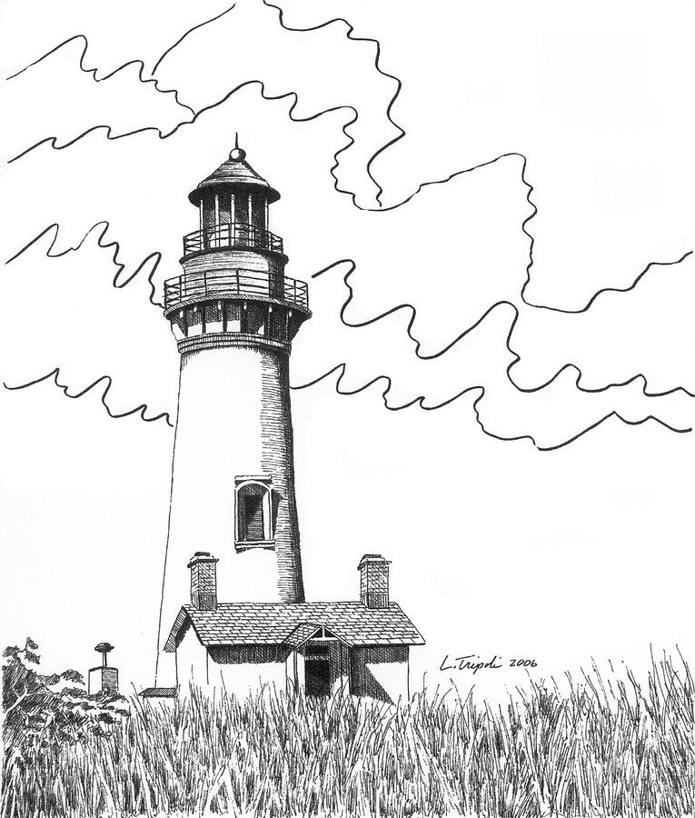Yaquina Head Lighthouse Drawing by Lawrence Tripoli