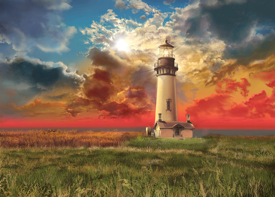 Yaquina Head Lighthouse Painting by Bekim M