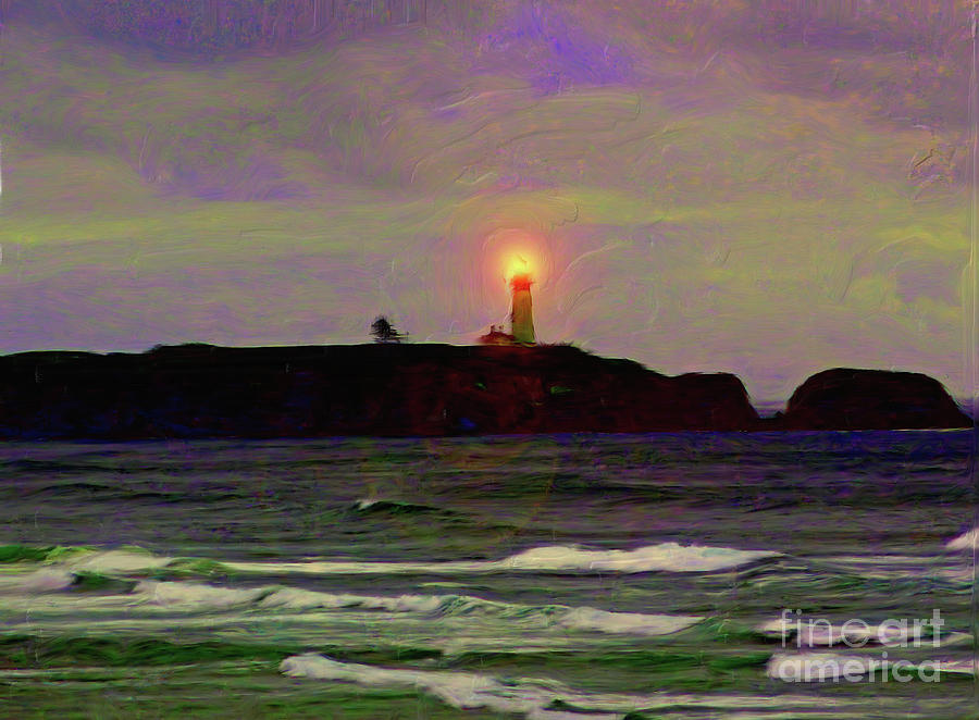 Lighthouse Painting - Yaquina Head Lighthouse by Two Hivelys