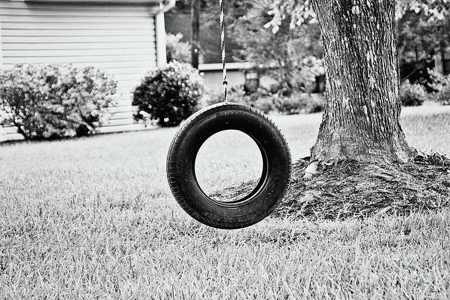 Yard Swing - BW Photograph by Scott Pellegrin
